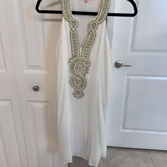 Lilly Pulitzer XS DRESS White with gold and silver embellishments - Picture 3 of 15